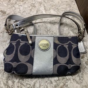 Coach Navy and Silver Purse with Wallet